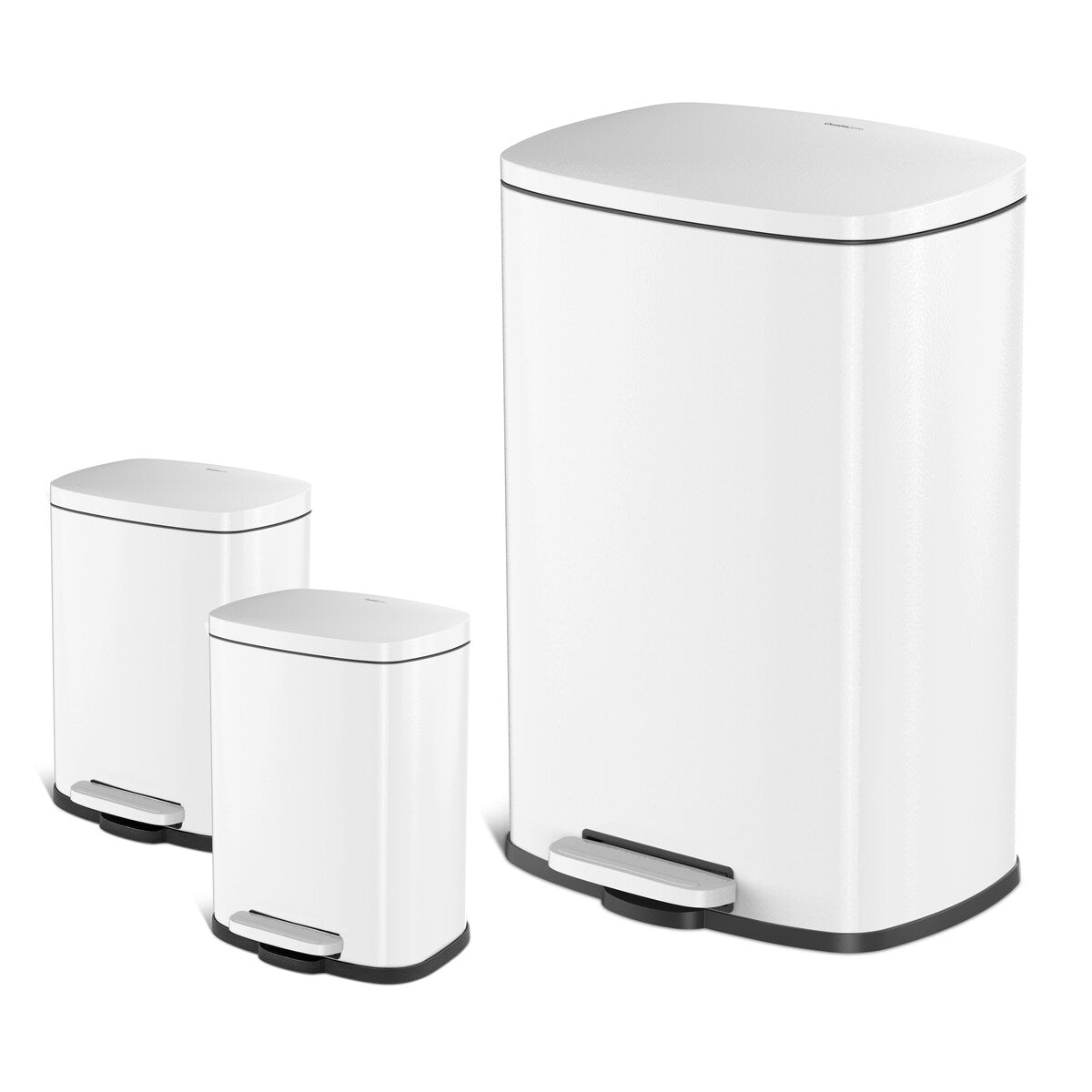 Poubelles Qualiazero 13,2 GAL plus deux poubelles rectangulaires à pédale 1,3 GAL - Combo familial