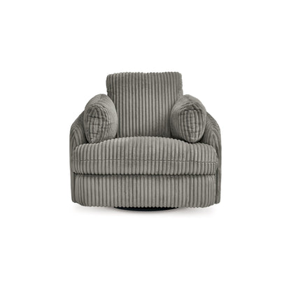 Fauteuil inclinable manuel pivotant Rikki, velours côtelé gris, 2 coussins