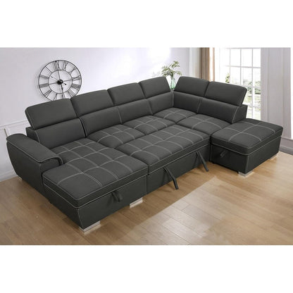 Canapé modulable réversible 7 places Roomfitters 128 en U avec repose-pieds, gris