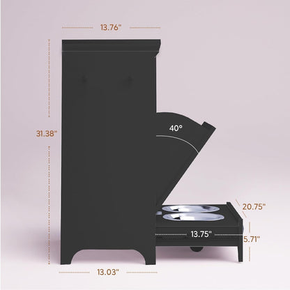 Station d'alimentation pour chiens Roomfitters avec 2 gamelles surélevées et armoire d'alimentation inclinable pour animaux de compagnie