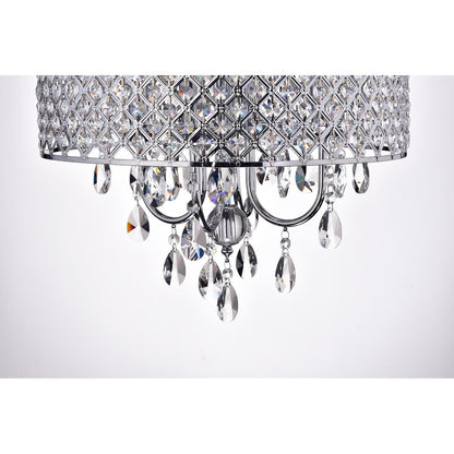Lustre tambour à perles rondes avec cristaux suspendus