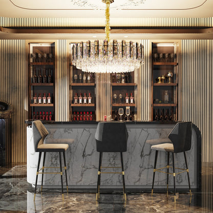 Lustre de plafond rond en cristal brillant avec éclairage à 3 couleurs