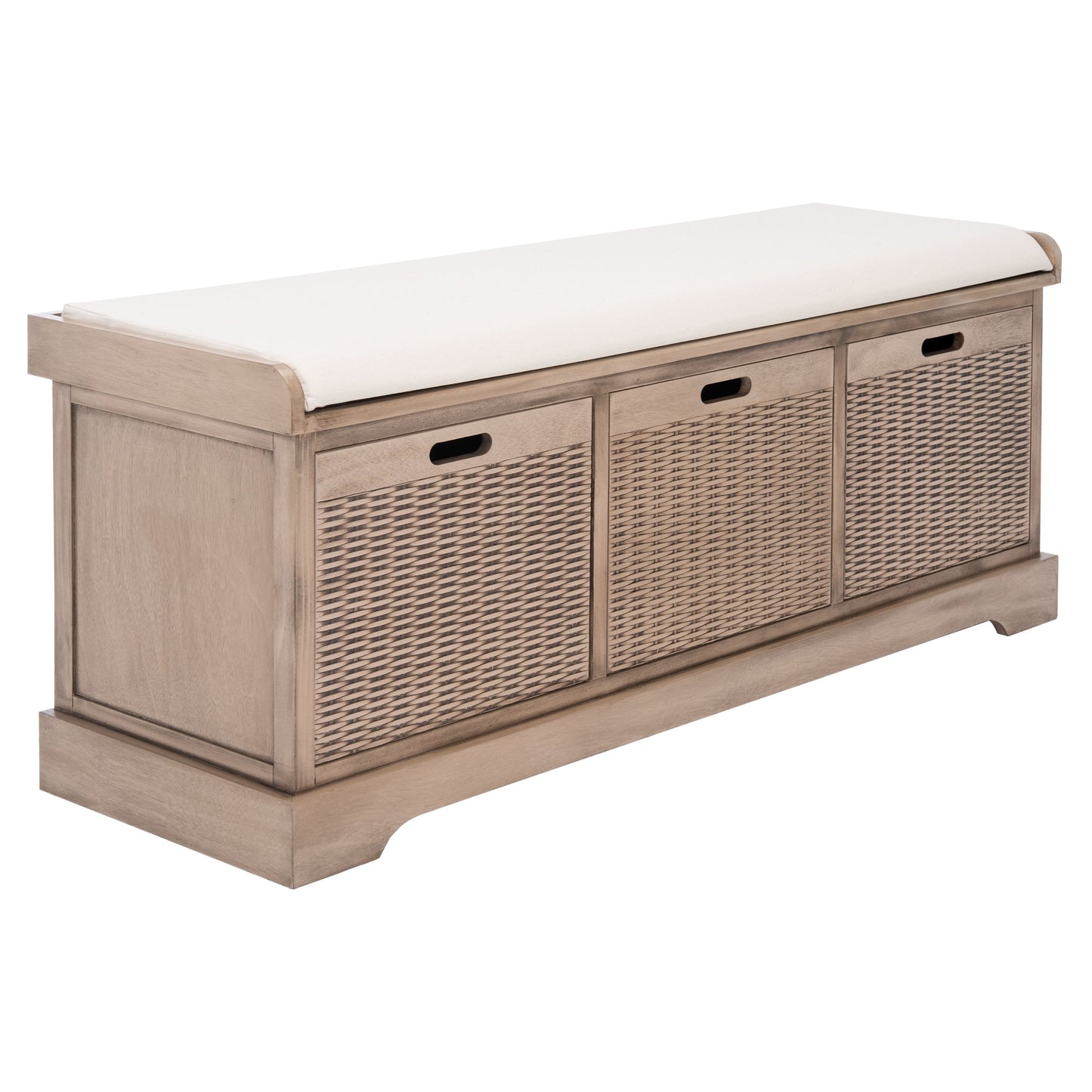 Banc de rangement à 3 tiroirs SAFAVIEH Fiorello avec coussins - 47,3 L x 15 L x 19 H - 47 L x 15 P x 19 H