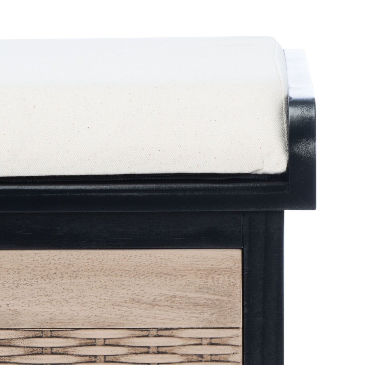 Banc de rangement à 3 tiroirs SAFAVIEH Fiorello avec coussins - 47,3 L x 15 L x 19 H - 47 L x 15 P x 19 H