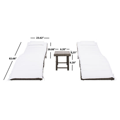 Ensemble de chaises longues d'extérieur Blaguna 3 pièces SAFAVIEH - 83 L x 20 P x 24 H