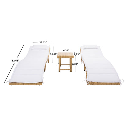 Ensemble de chaises longues d'extérieur Blaguna 3 pièces SAFAVIEH - 83 L x 20 P x 24 H
