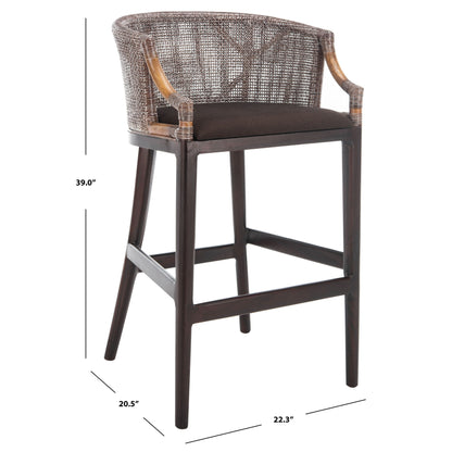 Tabouret de bar en rotin SAFAVIEH Virona de 76 cm (22,3 po l x 20,5 po l x 39 po H)