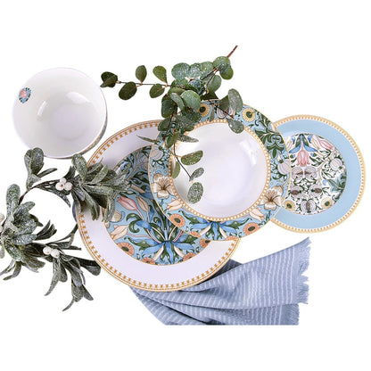Service de table en porcelaine fine Morris Garden de STP Goods, 24 pièces pour 6 personnes