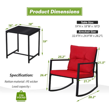 Ensemble bistrot à bascule d'extérieur en métal noir SUNCROWN 3 pièces