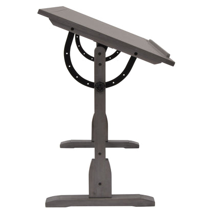 Table à dessin vintage en bois de 36 pouces avec plateau réglable en angle pour le dessin