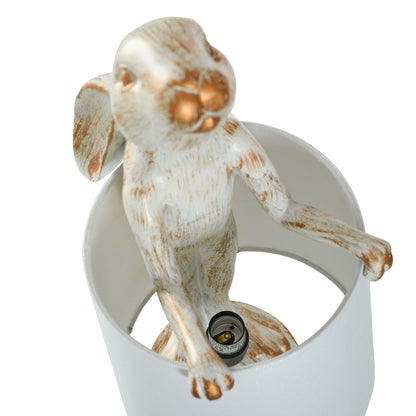 Lampe de bureau StyleCraft Malta en cuivre blanc délavé avec motif lapin