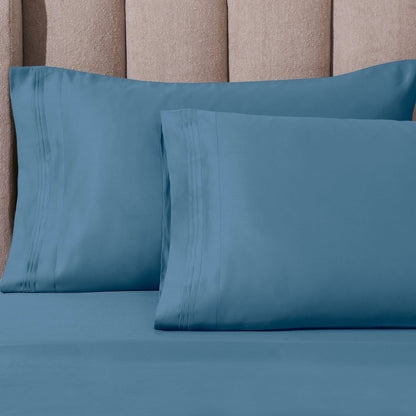 Parure de draps en coton égyptien de qualité supérieure 1000 fils au pouce carré, à poches profondes et à motif uni