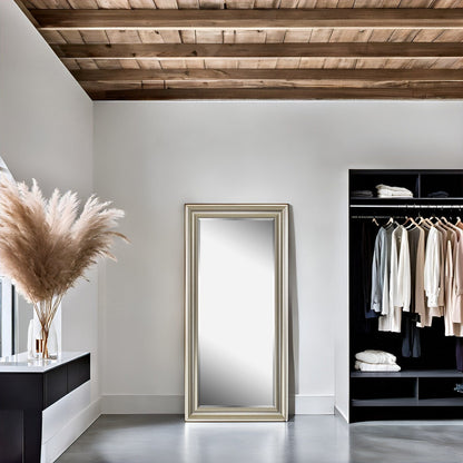 Grand miroir sur toute la surface, miroir surdimensionné, cadre en imitation bois lisse, miroir rectangulaire à suspendre au mur