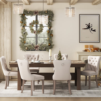 Chaise de salle à manger capitonnée en velours avec pieds en bois massif, lot de 6