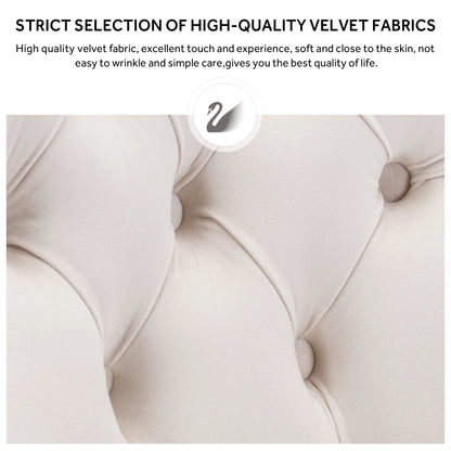 Chaise de salle à manger capitonnée en velours avec pieds en bois massif, lot de 6