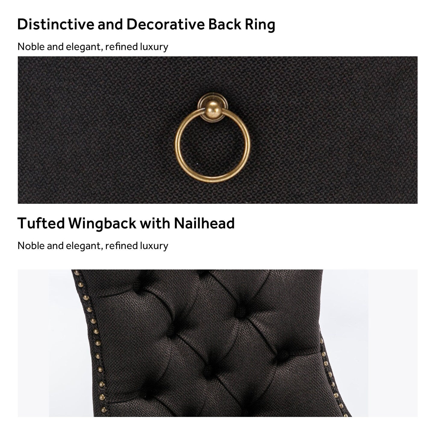 Chaise de salle à manger capitonnée en velours avec pieds en bois massif, lot de 6