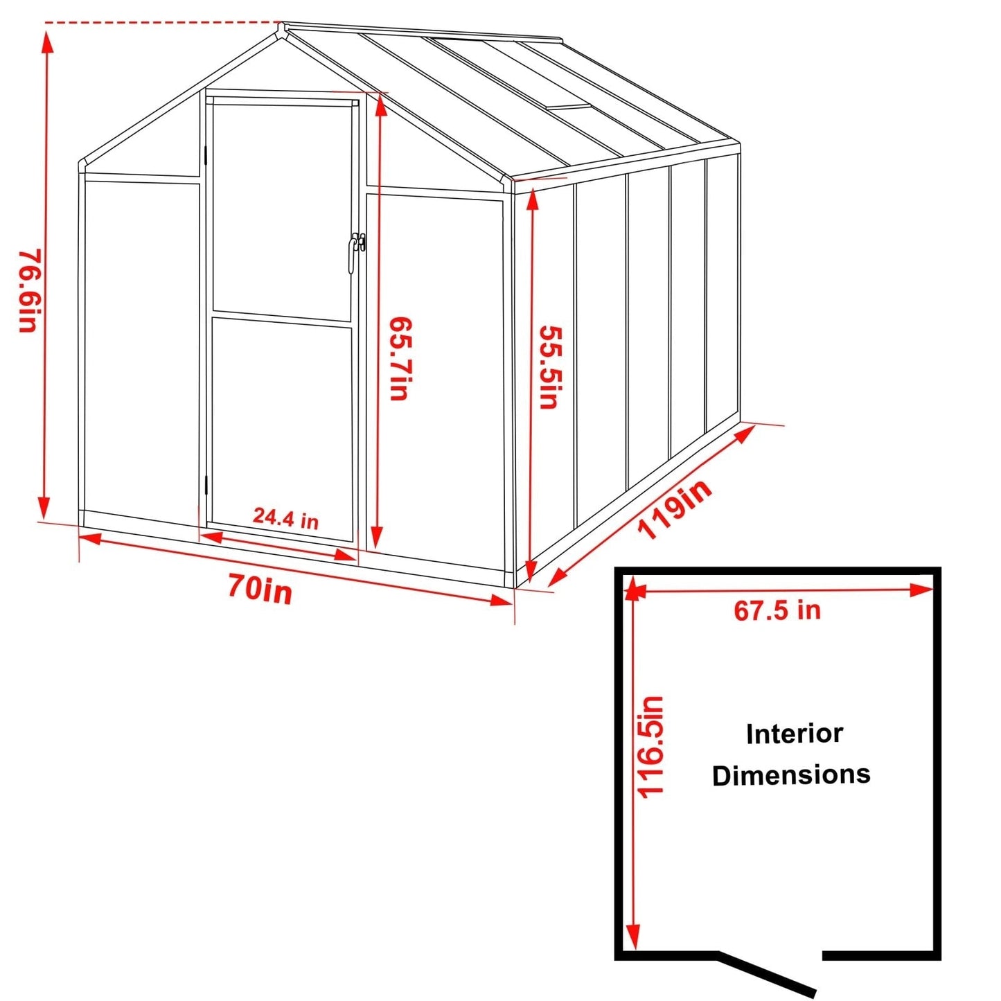 Serre de jardin en aluminium VEIKOUS avec ventilation de toit réglable et porte verrouillable, gris