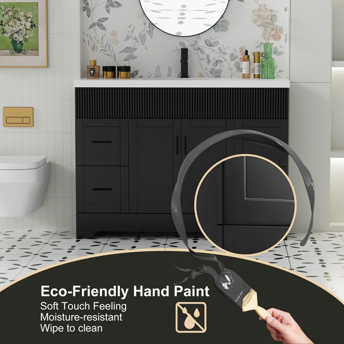 Ensemble de meuble-lavabo Wavy Line 30/36/48 avec lavabo et robinet