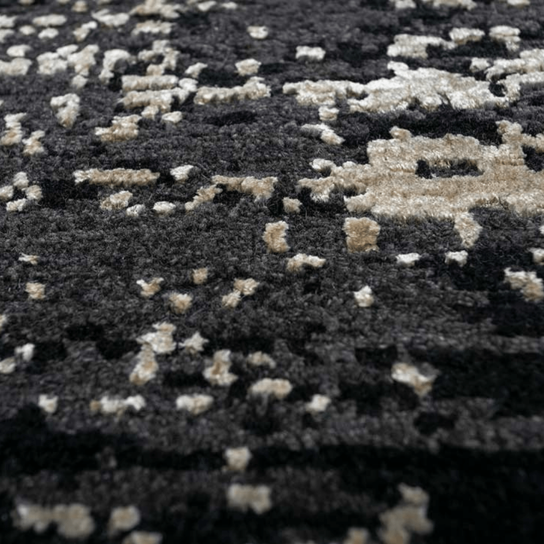 Tapis Drift Black Gold | Laine et soie de luxe nouées à la main