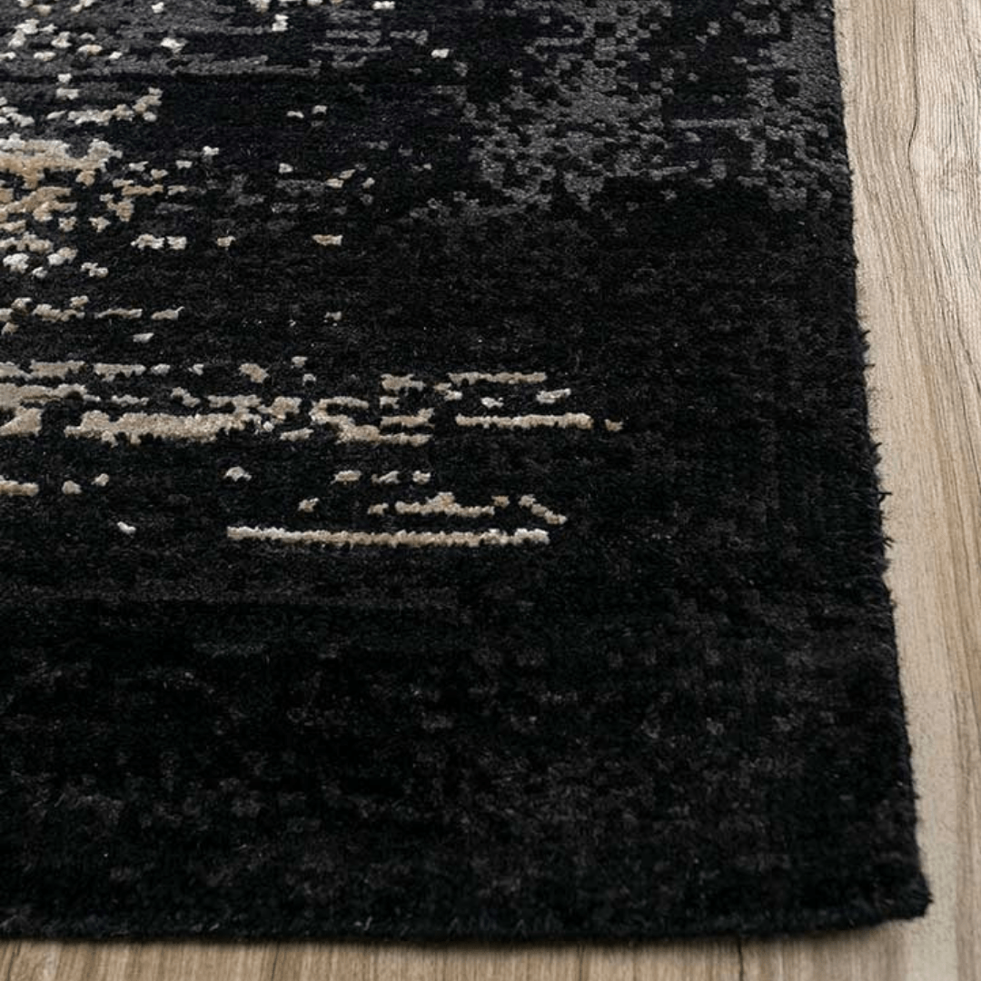 Tapis Drift Black Gold | Laine et soie de luxe nouées à la main