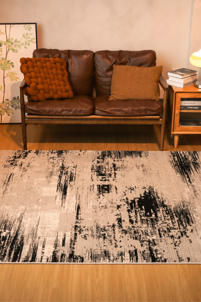 Tapis de luxe tissé noir | Série Carlton Modern