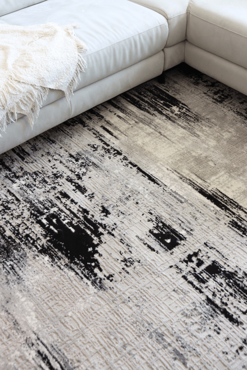Tapis de luxe tissé noir | Série Carlton Modern