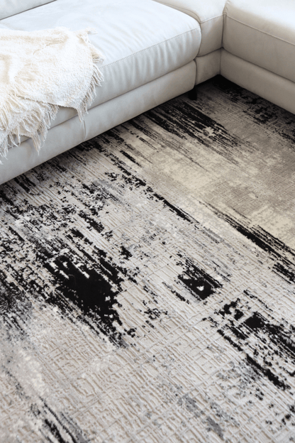 Tapis de luxe tissé noir | Série Carlton Modern