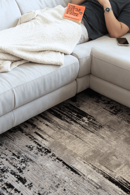 Tapis de luxe tissé noir | Série Carlton Modern