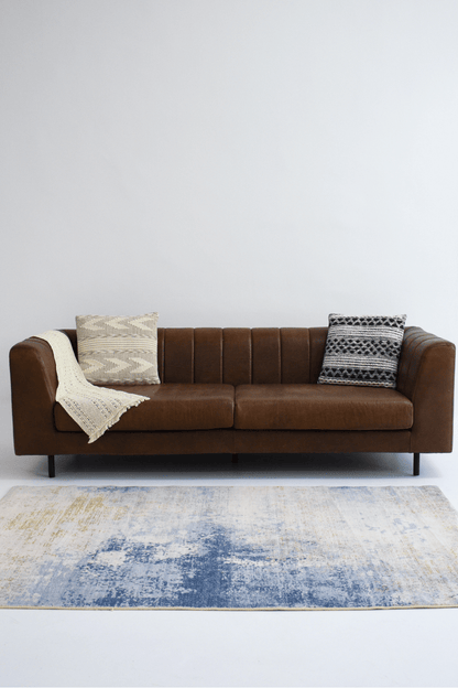 Tapis Cascade Bleu Or | Moderne | Série Polyfibre Cachemire