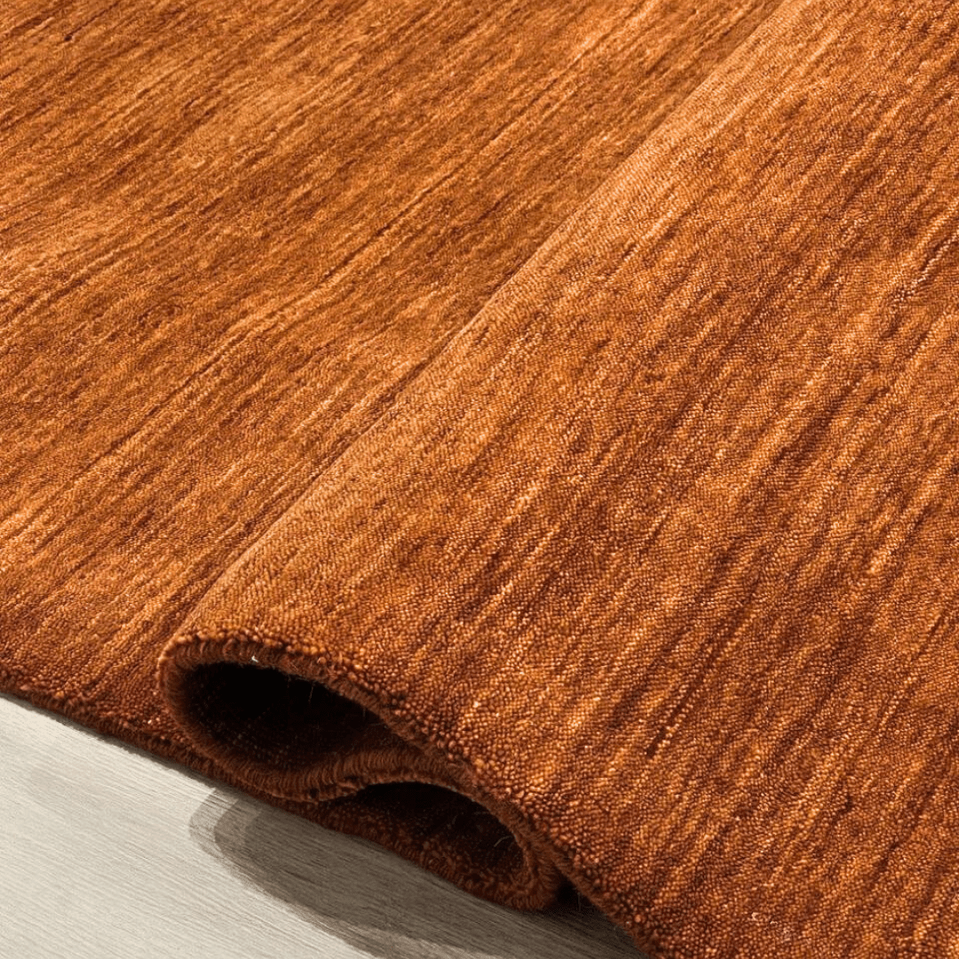 Tapis orange brûlé | Laine de luxe tissée à la main