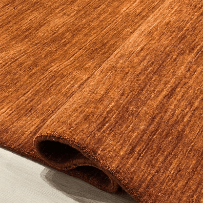 Tapis orange brûlé | Laine de luxe tissée à la main