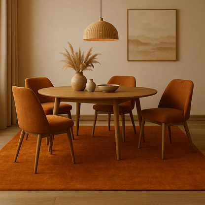 Tapis orange brûlé | Laine de luxe tissée à la main