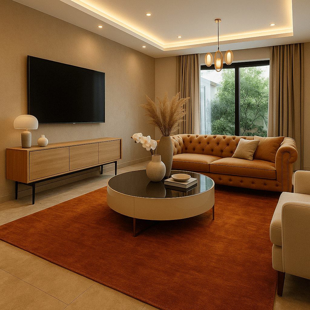 Tapis orange brûlé | Laine de luxe tissée à la main