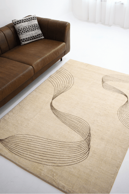 Tapis Lignes Fluides | Scandinave | Série Polyfibre Cachemire