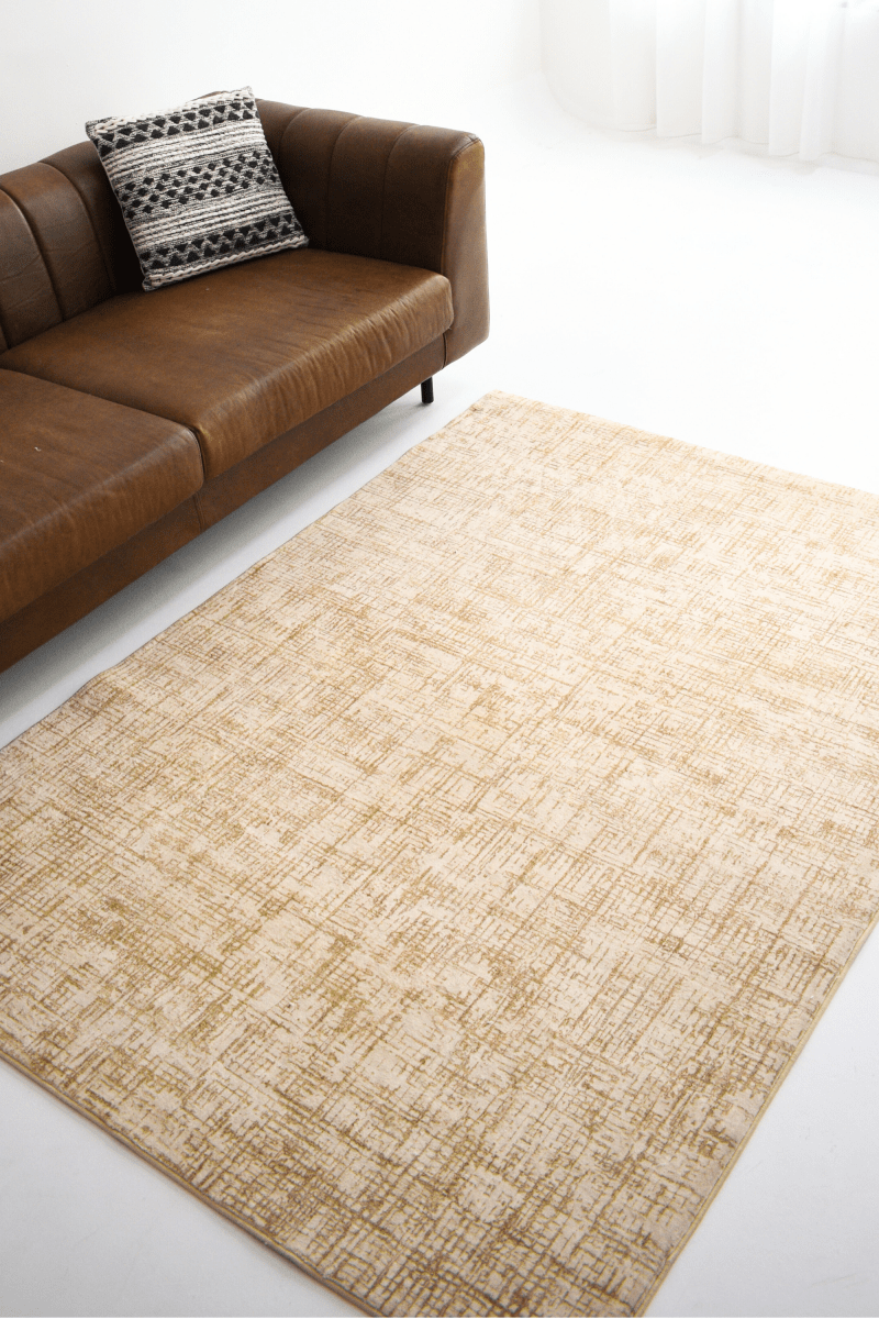 Tapis Golden Crosshatch | Scandinave | Série Polyfibre Cachemire