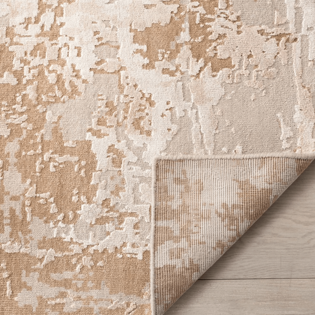 Tapis en marbre doré | Laine et soie de luxe, noué à la main