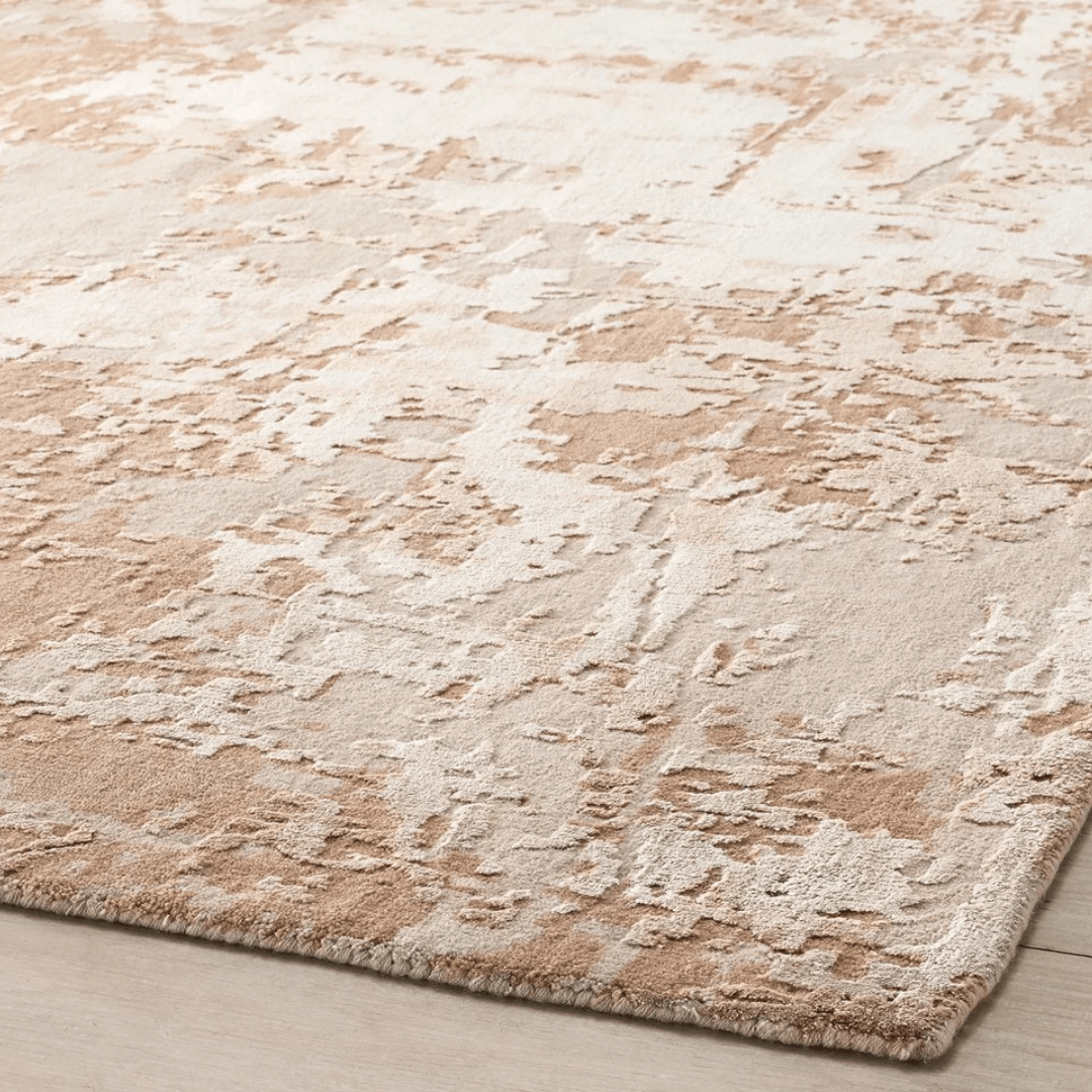 Tapis en marbre doré | Laine et soie de luxe, noué à la main