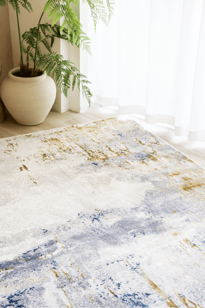 Tapis Saphir Doré | Moderne | Série Polyfibre Cachemire