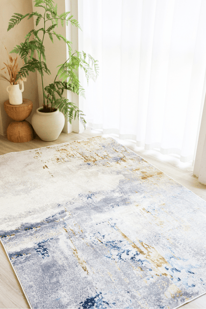 Tapis Saphir Doré | Moderne | Série Polyfibre Cachemire