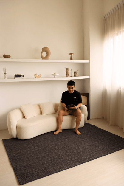 Moquette bouclée multicolore Oxford bleu et noyer | Série Earth