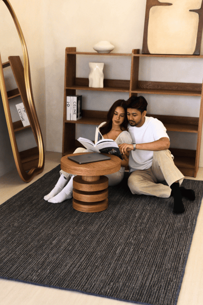 Moquette bouclée multicolore Oxford bleu et noyer | Série Earth