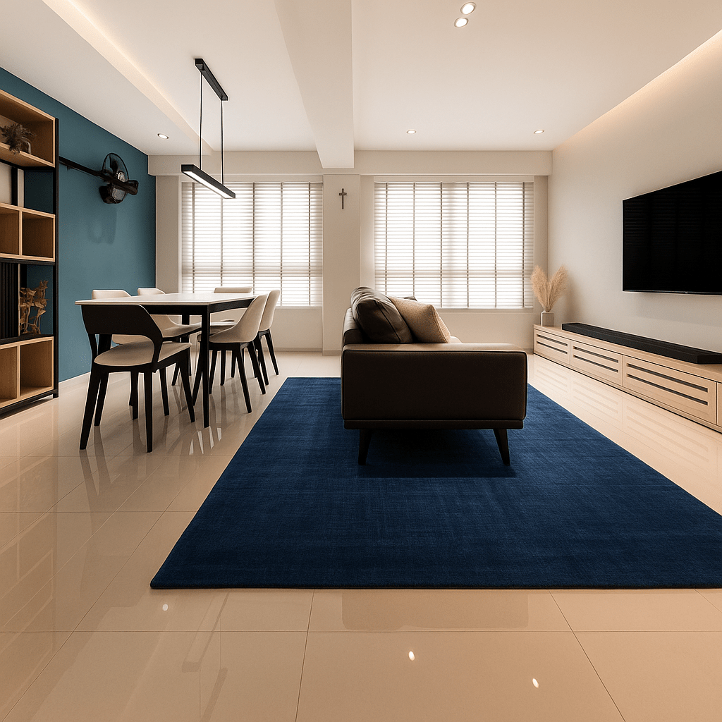 Tapis bleu roi | Laine de luxe tissée à la main