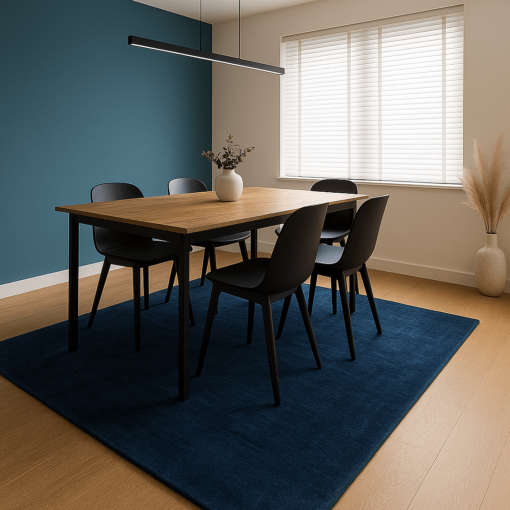 Tapis bleu roi | Laine de luxe tissée à la main