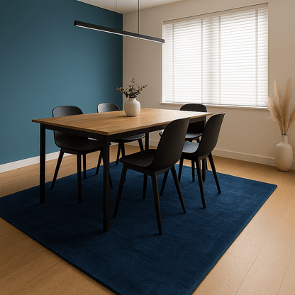 Tapis bleu roi | Laine de luxe tissée à la main