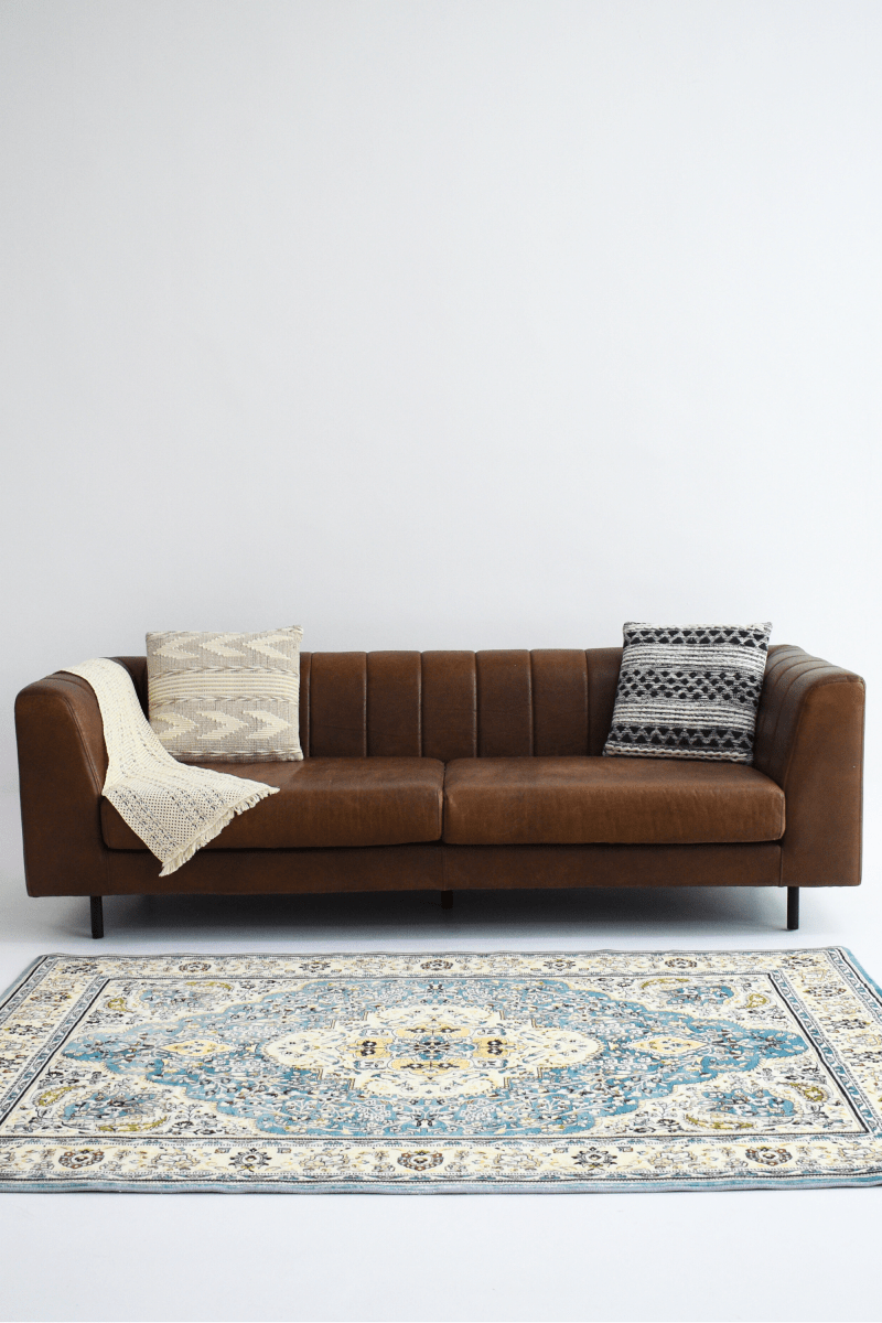 Tapis de jardin bleu roi | Persan | Série Polyfibre Cachemire