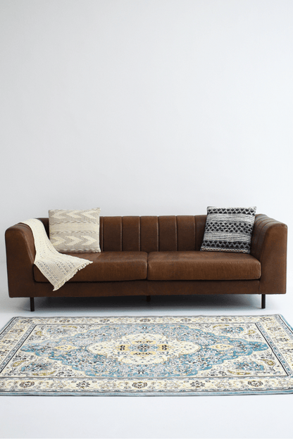 Tapis de jardin bleu roi | Persan | Série Polyfibre Cachemire