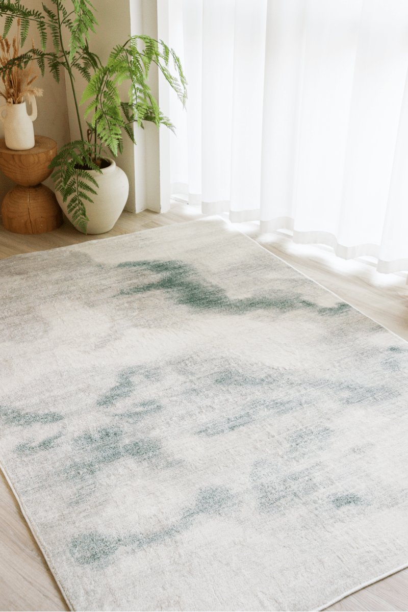 Tapis Sage Green Mist | Moderne | Série Polyfibre Cashmere