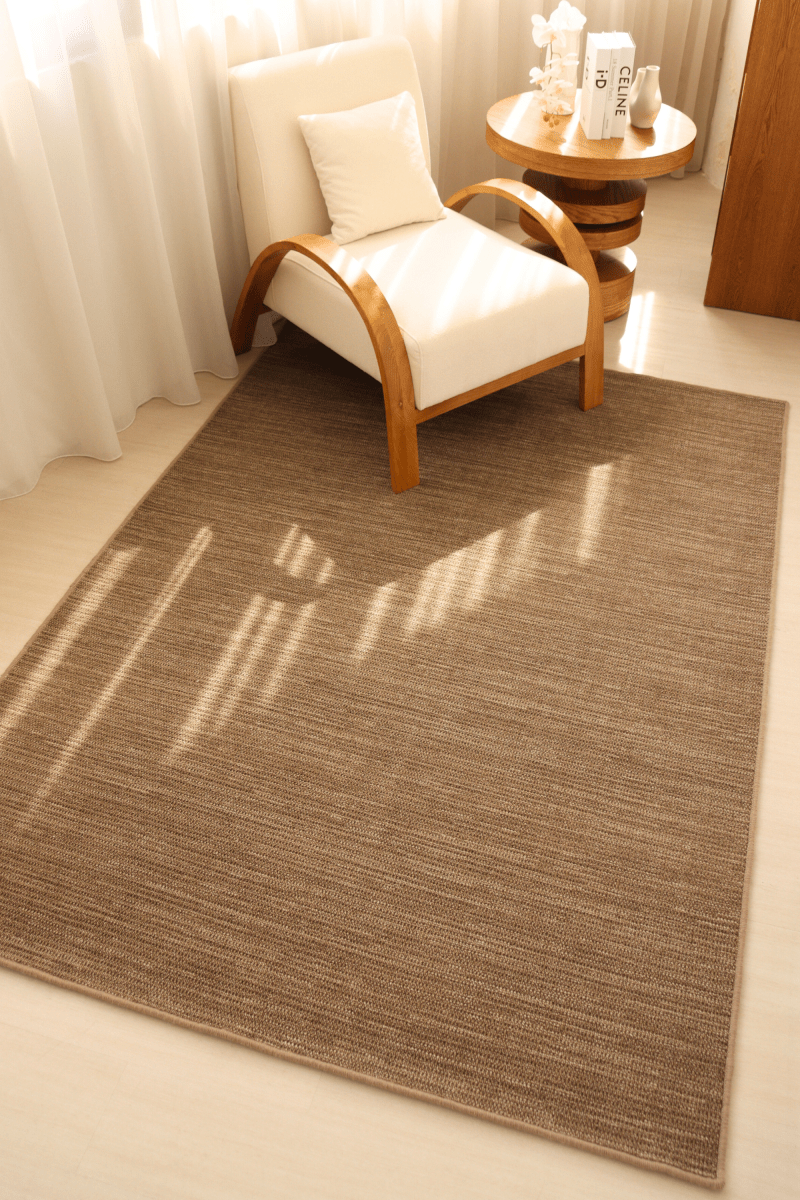 Tapis à poils bouclés multicolores couleur noyer et crème | Série Earth