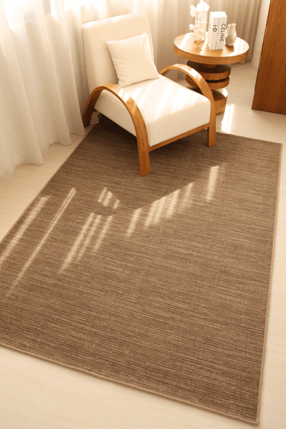 Tapis à poils bouclés multicolores couleur noyer et crème | Série Earth