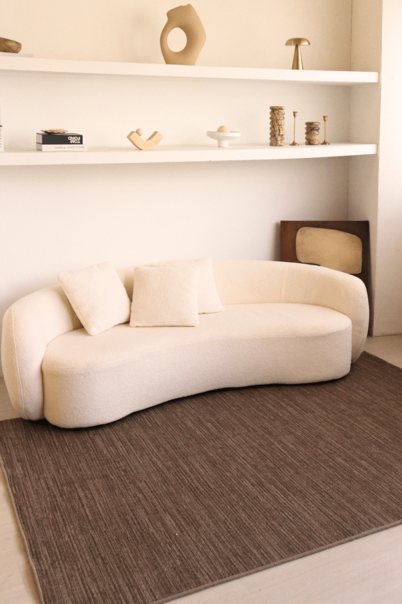 Tapis à poils bouclés multicolores couleur noyer et crème | Série Earth